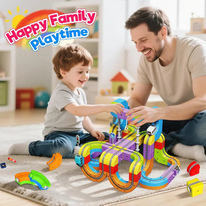 Kids Magnetic Track Rail Car Set with Electric Race Car