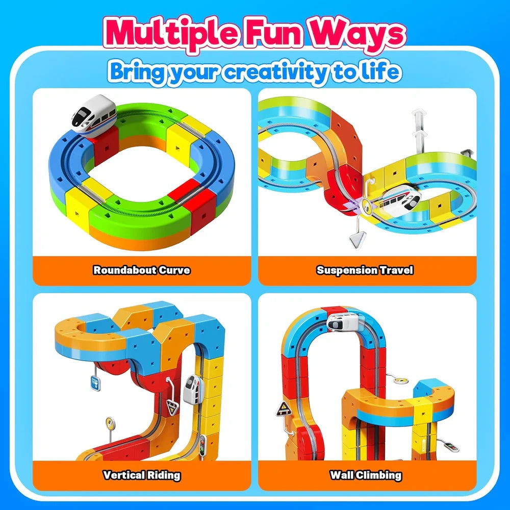 Kids Magnetic Track Rail Car Set with Electric Race Car