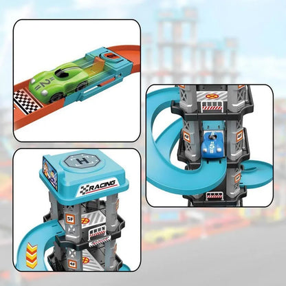 Race Track Car Ramp Toy for Kids Ages 14+, Educational Gliding Track Car Park Game
