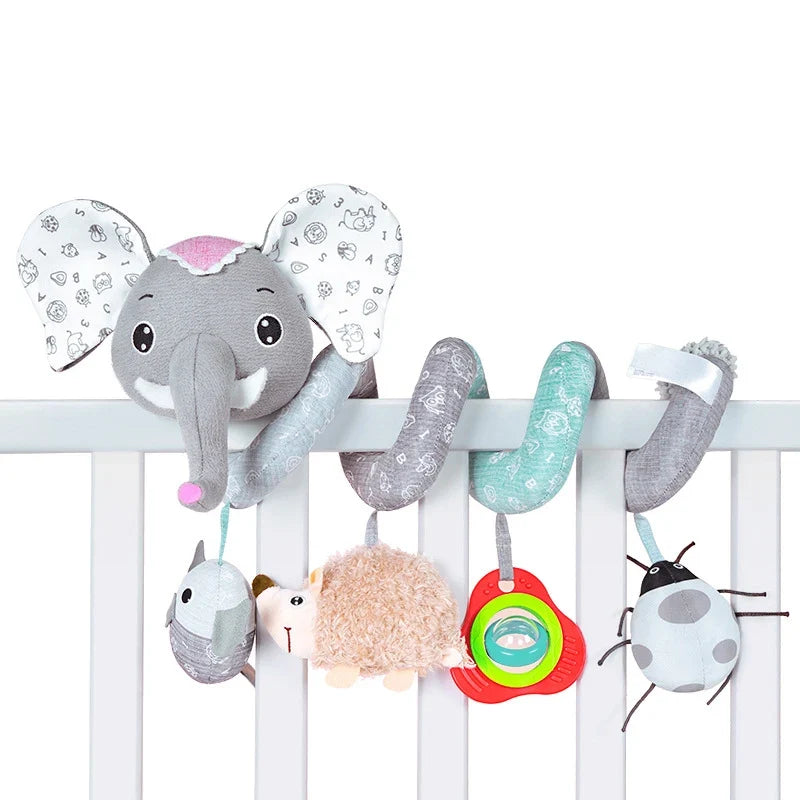 Infant Spiral Activity Toy for Car Seat & Stroller – Elephant Hanging Sensory Toy