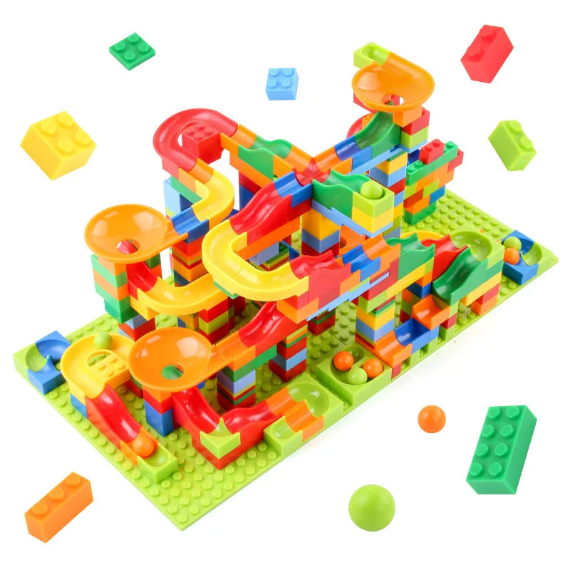 Marble Run Building Blocks Set 84–504 Pieces Funnel Ball Track STEM Construction Toy For Kids Age 3+