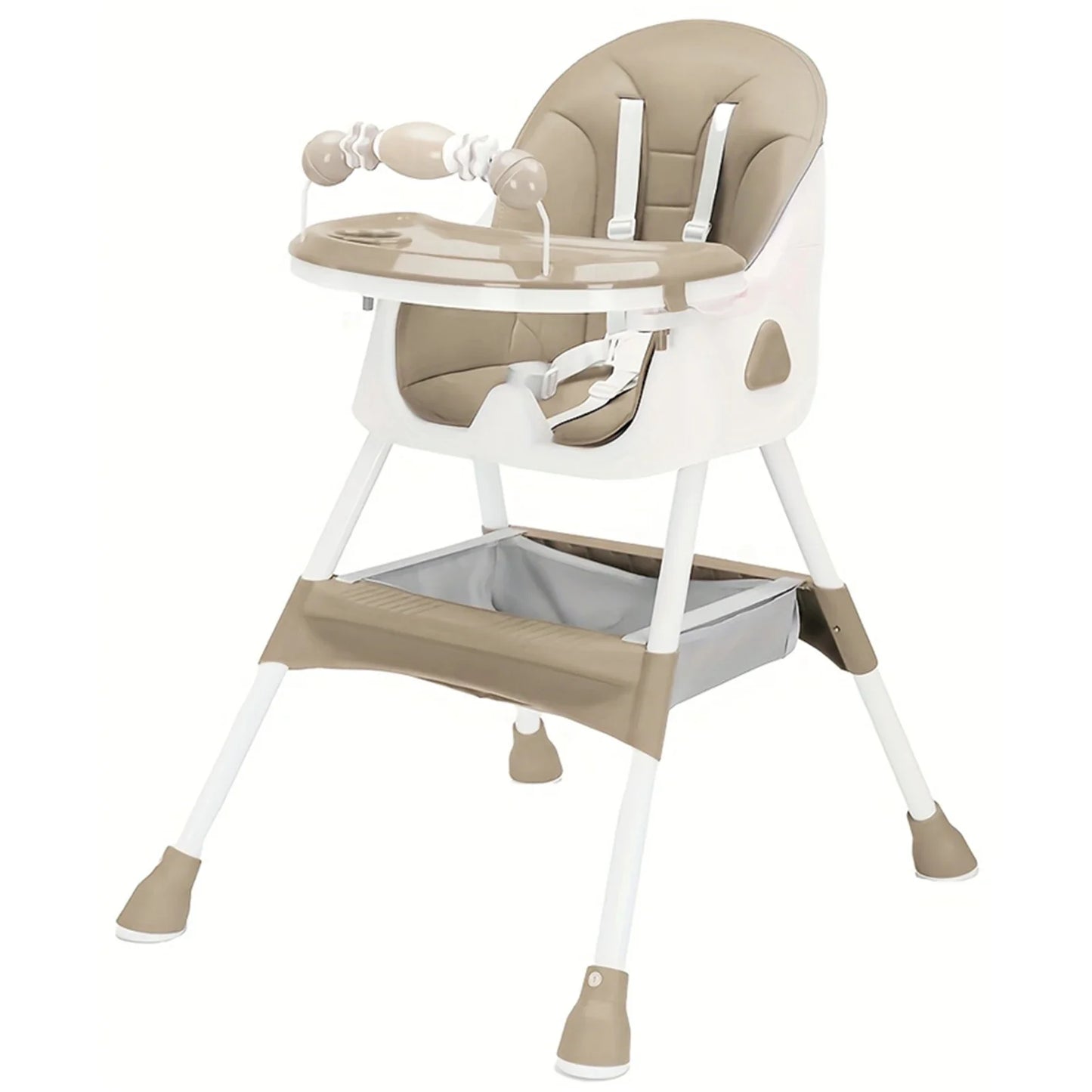 Foldable Baby High Chair with Anti-Slip Base, Toy Rack, and Removable Tray – Ages 6 Months+