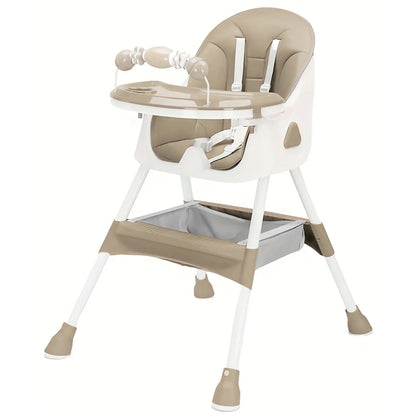 Foldable Baby High Chair with Anti-Slip Base, Toy Rack, and Removable Tray – Ages 6 Months+