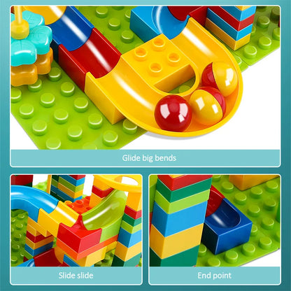 Marble Race Building Blocks Set with LED Light, Slide, Funnel, and Ferris Wheel for Kids Ages 4+, City Brick Toy, Multiple Set Options