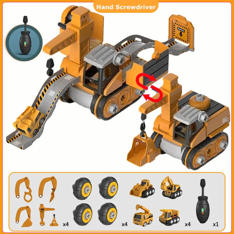 Kids Engineering Vehicle Electric Drill Toy Educational Building Set for Boys Age 3+