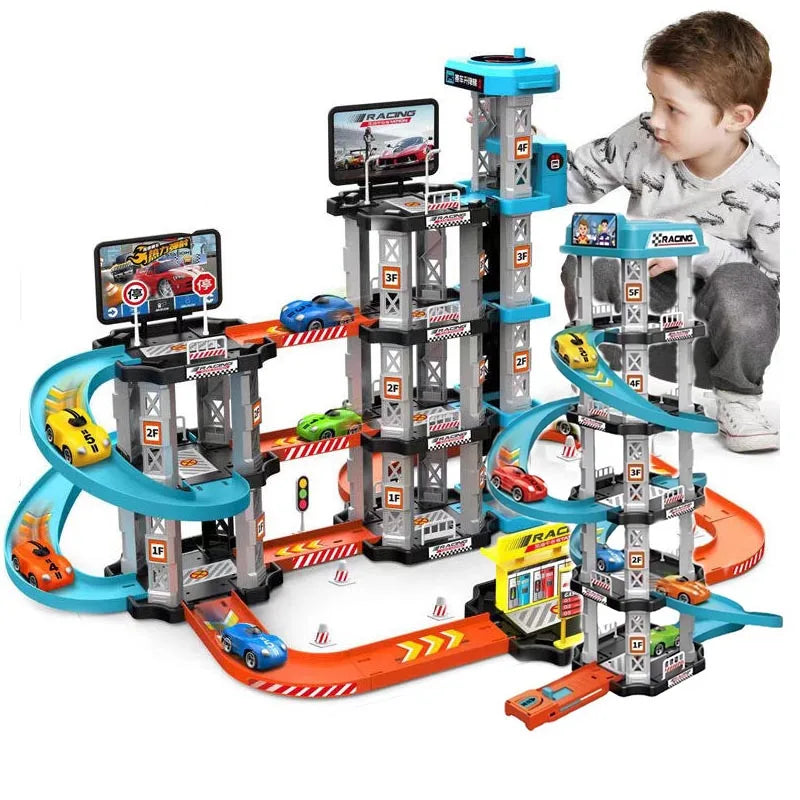Race Track Car Ramp Toy for Kids Ages 14+, Educational Gliding Track Car Park Game