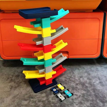 Race Track Car Ramp Toy for Kids Ages 14+, Educational Gliding Track Car Park Game
