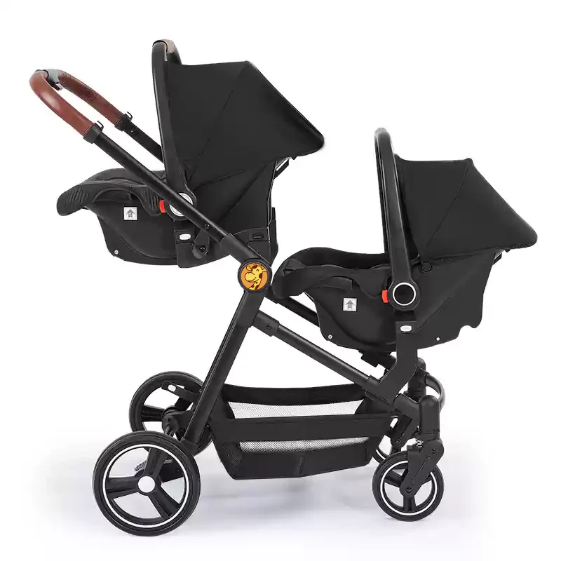 Foldable Twin Baby Stroller Double Pushchair Lightweight Travel Pram for Two Children