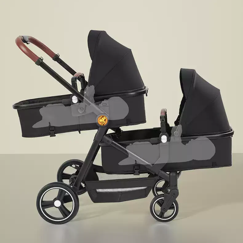 Foldable Twin Baby Stroller Double Pushchair Lightweight Travel Pram for Two Children