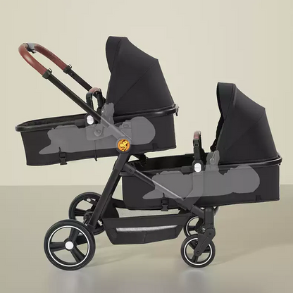 Foldable Twin Baby Stroller Double Pushchair Lightweight Travel Pram for Two Children