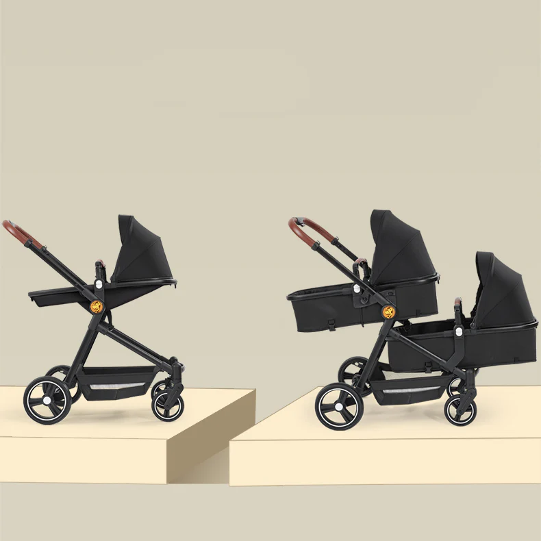 Foldable Twin Baby Stroller Double Pushchair Lightweight Travel Pram for Two Children