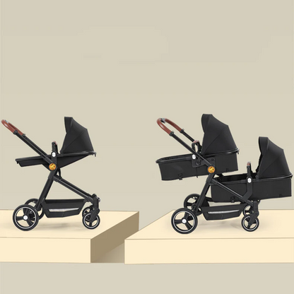 Foldable Twin Baby Stroller Double Pushchair Lightweight Travel Pram for Two Children