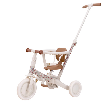 Little Dutch 4 in 1 Trike Off White Convertible Toddler Tricycle with Push Bar