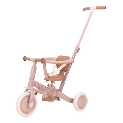 Little Dutch 4 in 1 Pink Trike with Push Bar Convertible Toddler Tricycle
