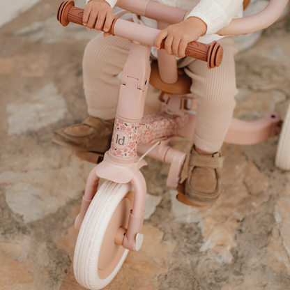 Little Dutch 4 in 1 Pink Trike with Push Bar Convertible Toddler Tricycle