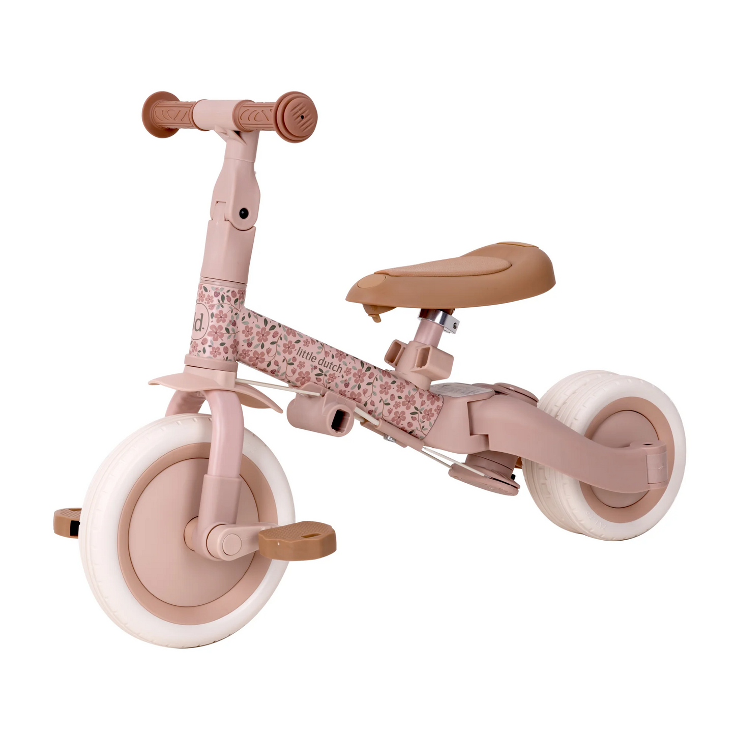 Little Dutch 4 in 1 Pink Trike with Push Bar Convertible Toddler Tricycle