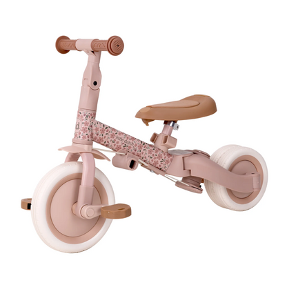 Little Dutch 4 in 1 Pink Trike with Push Bar Convertible Toddler Tricycle
