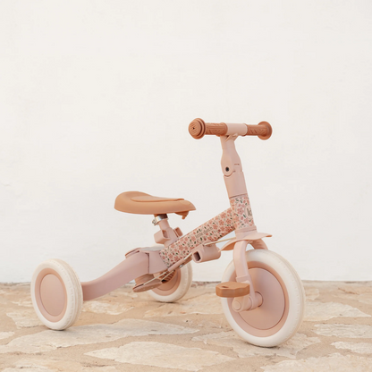 Little Dutch 4 in 1 Pink Trike with Push Bar Convertible Toddler Tricycle