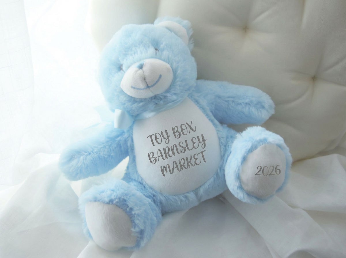 Personalised Name & Date Baby Teddy - Blue