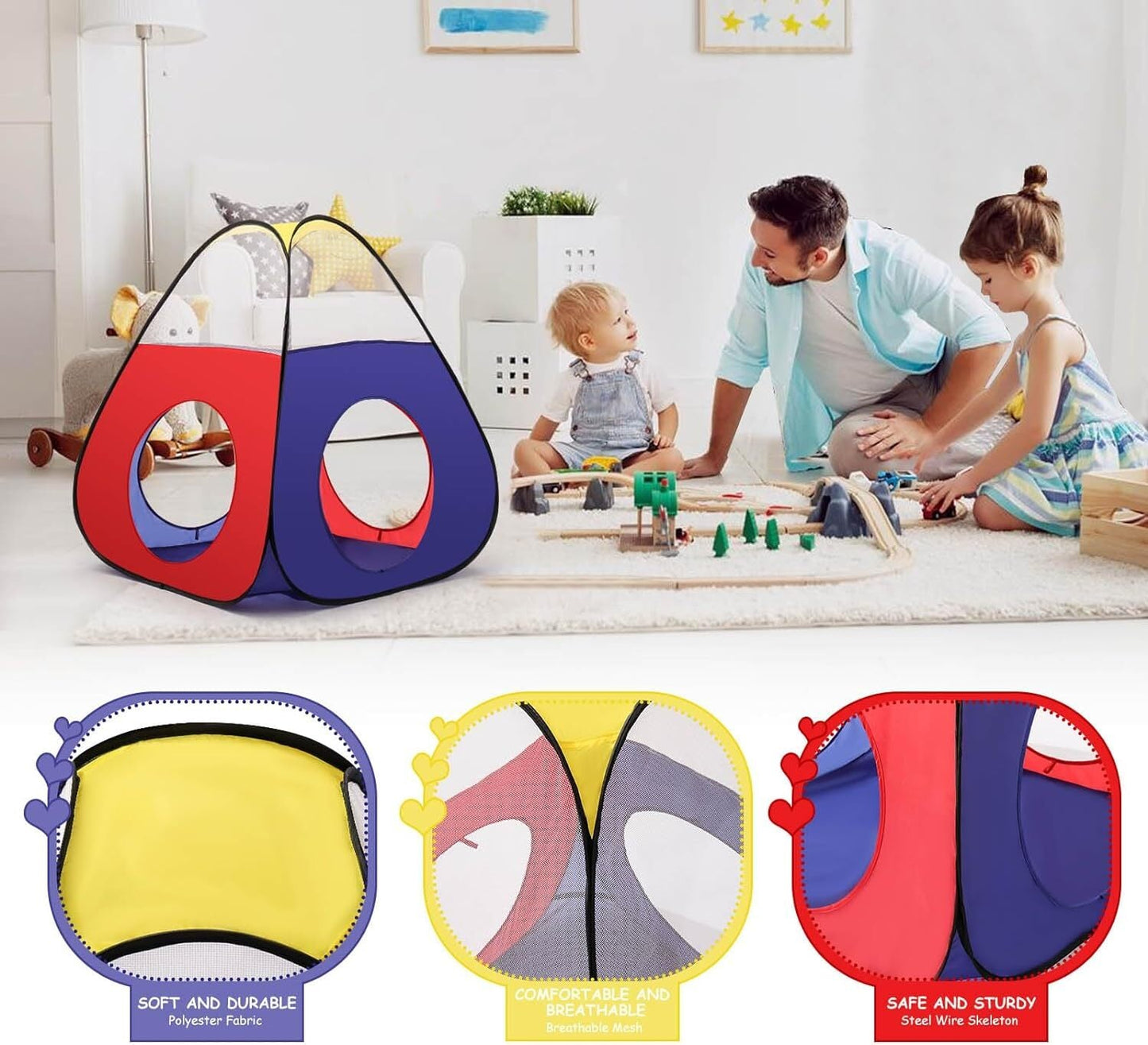 4-in-1 Kids Play Tent with Tunnel and Ball Pit – Portable Pop-Up Playhouse Ages 1+