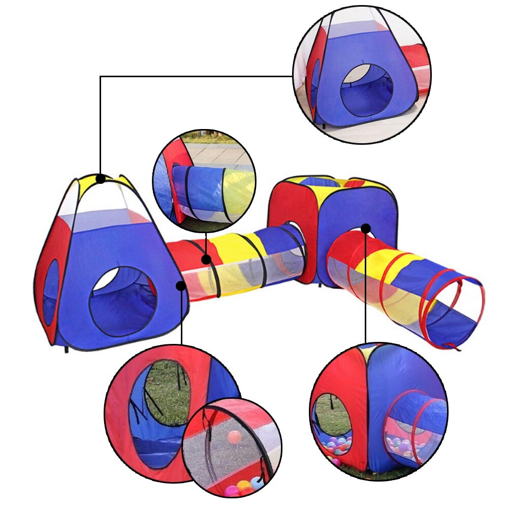 4-in-1 Kids Play Tent with Tunnel and Ball Pit – Portable Pop-Up Playhouse Ages 1+