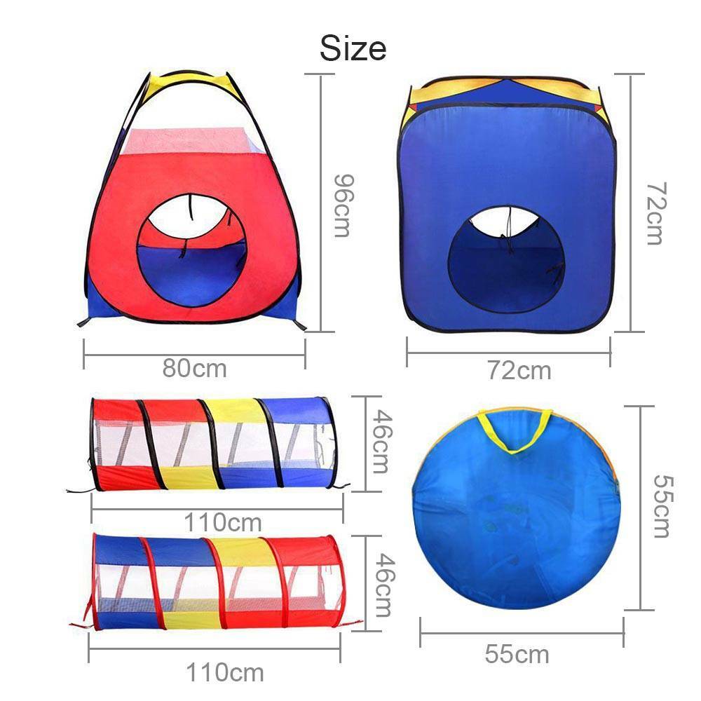 4-in-1 Kids Play Tent with Tunnel and Ball Pit – Portable Pop-Up Playhouse Ages 1+