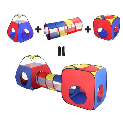 4-in-1 Kids Play Tent with Tunnel and Ball Pit – Portable Pop-Up Playhouse Ages 1+