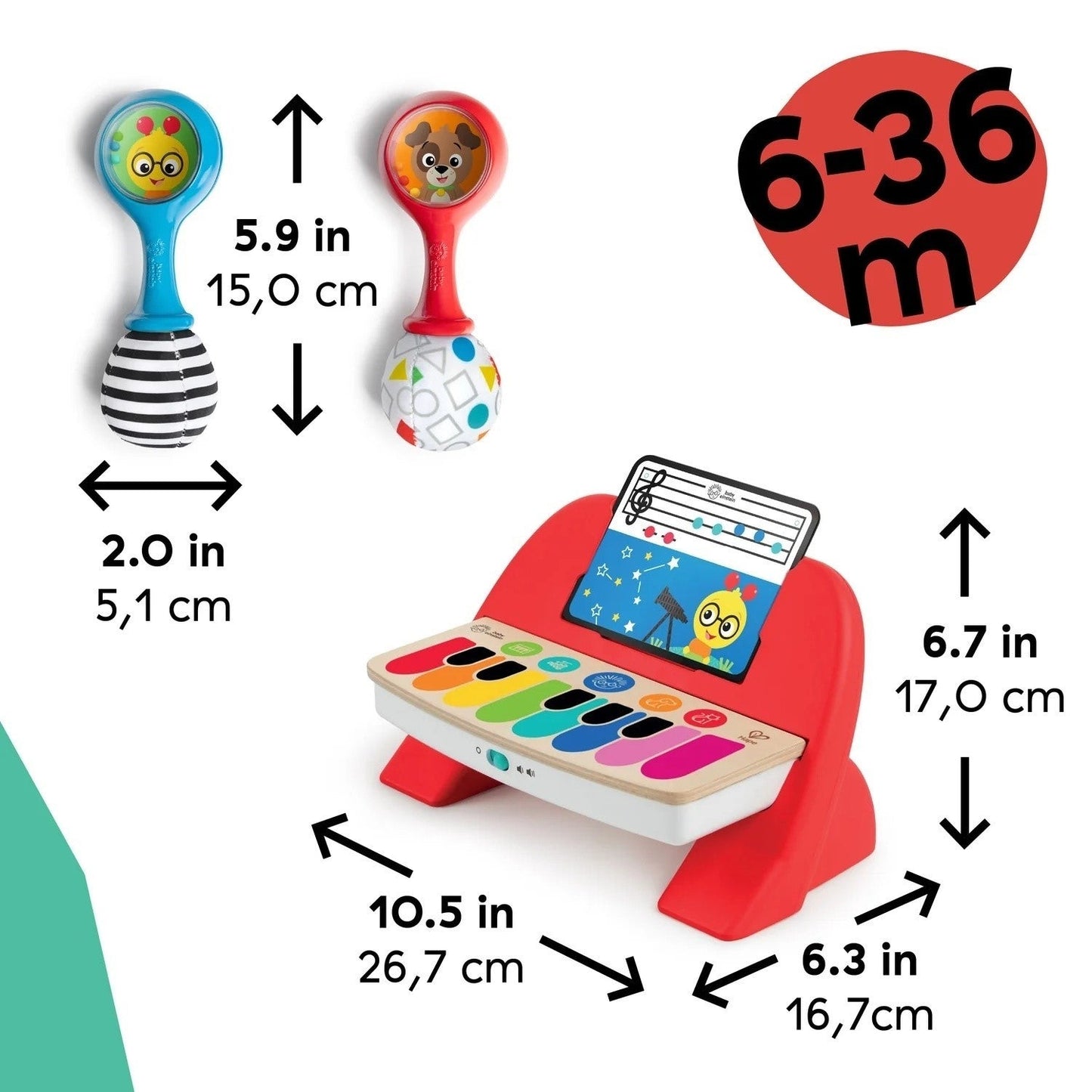 Baby Einstein First Tunes Piano & Shakers Musical Gift Set for Babies Ages 6+ Months