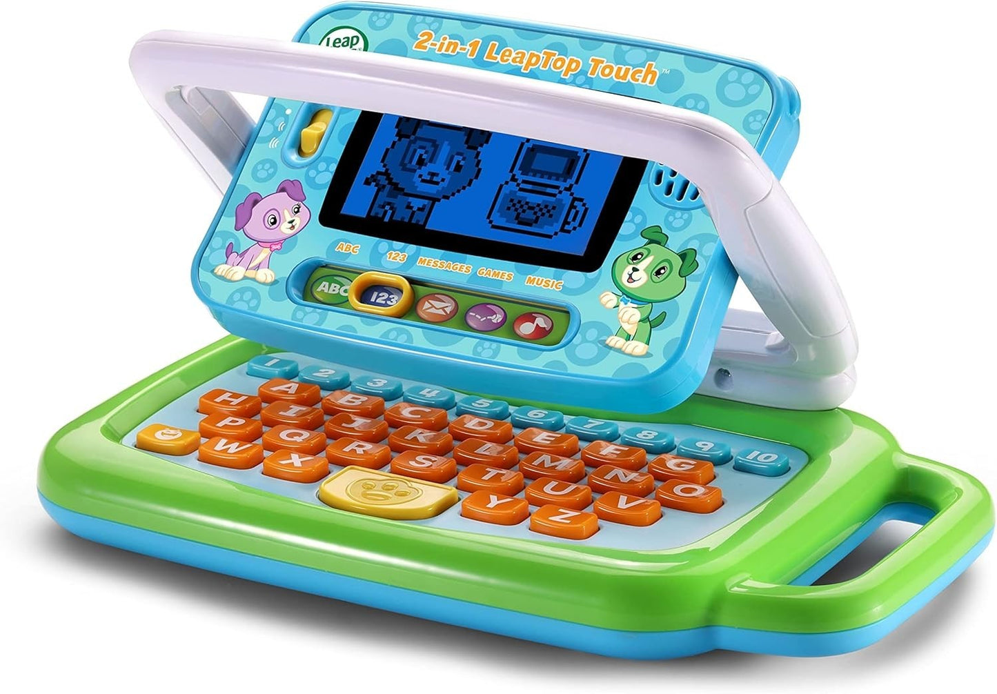 LeapFrog 2-in-1 LeapTop Touch Laptop – Green Learning Tablet for Kids Ages 2+ with 10 Modes of Play