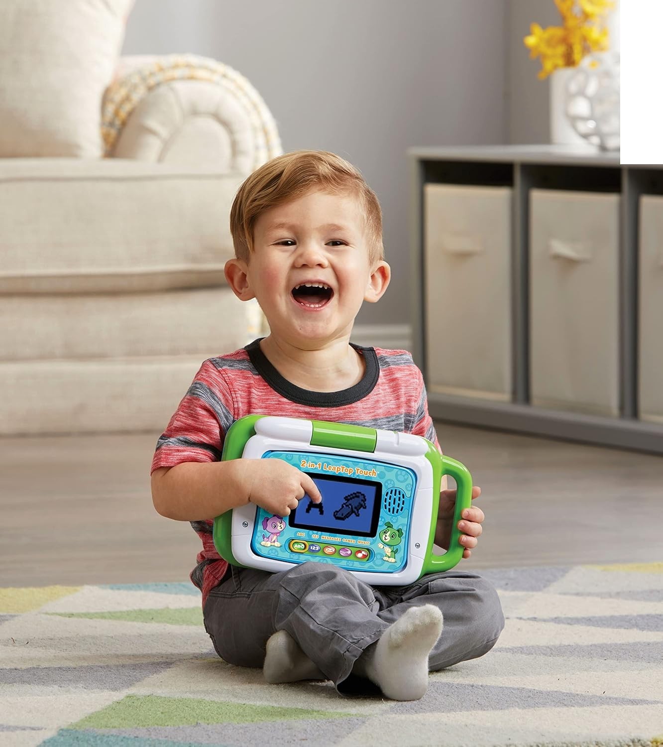 LeapFrog 2-in-1 LeapTop Touch Laptop – Green Learning Tablet for Kids Ages 2+ with 10 Modes of Play
