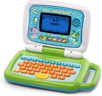 LeapFrog 2-in-1 LeapTop Touch Laptop – Green Learning Tablet for Kids Ages 2+ with 10 Modes of Play